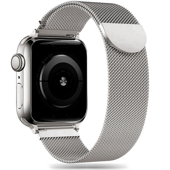 Apple Watch (38/40/SE/41/42mm) Tech-Protect Milanese Rustfri Stål Rem - Starlight