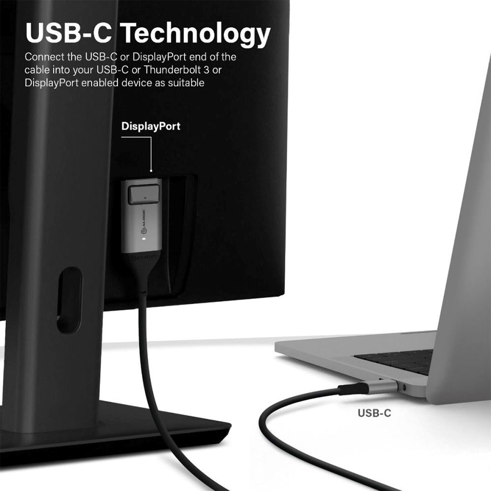 ALOGIC Ultra USB-C til DisplayPort 4K 60Hz Kabel - 2m - Sort