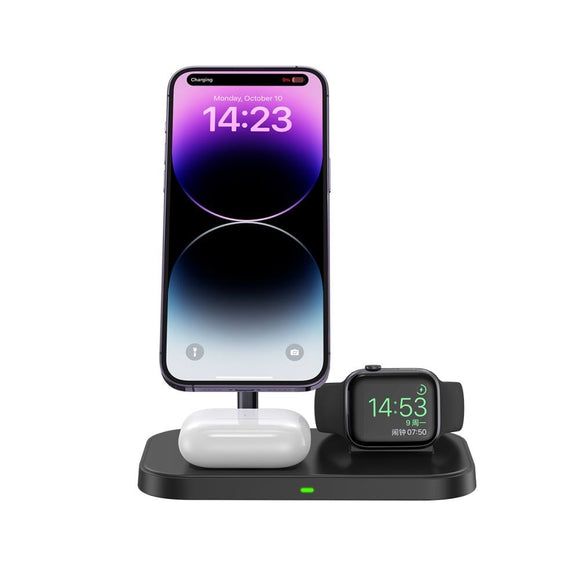 Tech-Protect A22 3-in-1 Trådløs Oplader 15W - MagSafe Kompatibel - Sort