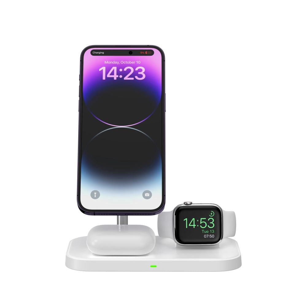 Tech-Protect A22 3-in-1 Trådløs Oplader 15W - MagSafe Kompatibel - Hvid