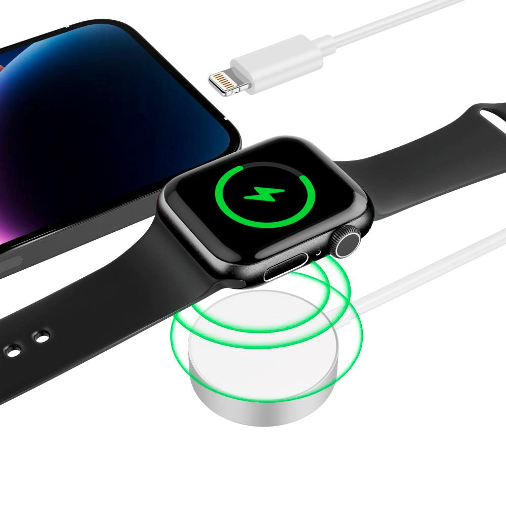 Tech-Protect Ultraboost 2-i-1 Opladekabel til Apple Watch (2.5W) & iPhone (12W) - 1.5m - Hvid