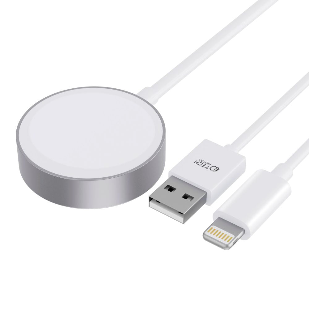 Tech-Protect Ultraboost 2-i-1 Opladekabel til Apple Watch (2.5W) & iPhone (12W) - 1.5m - Hvid
