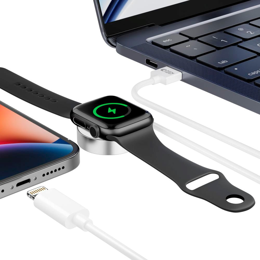 Tech-Protect Ultraboost 2-i-1 Opladekabel til Apple Watch (2.5W) & iPhone (12W) - 1.5m - Hvid