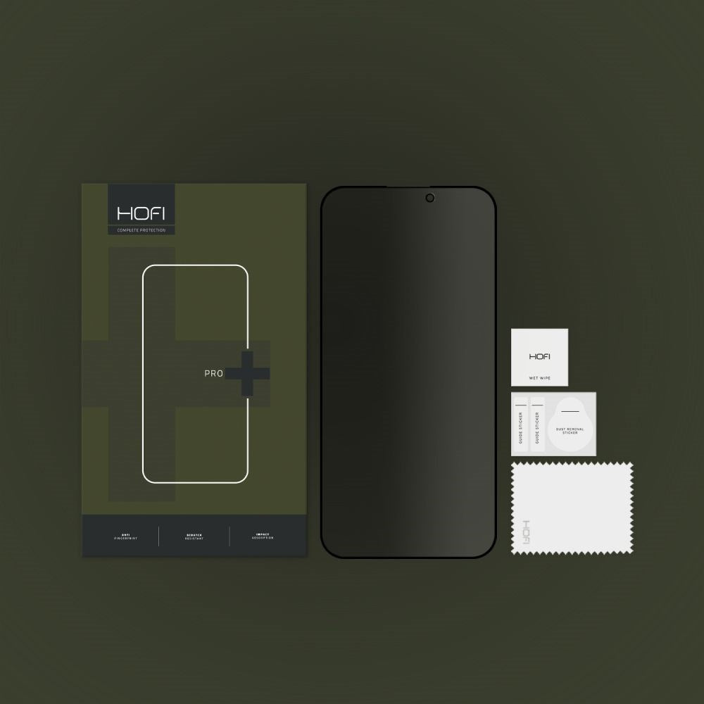 iPhone 14 Pro Max Hofi Glass Pro+ Skærmbeskyttelse m. Privacy Funktion - Case Friendly - Gennemsigtig