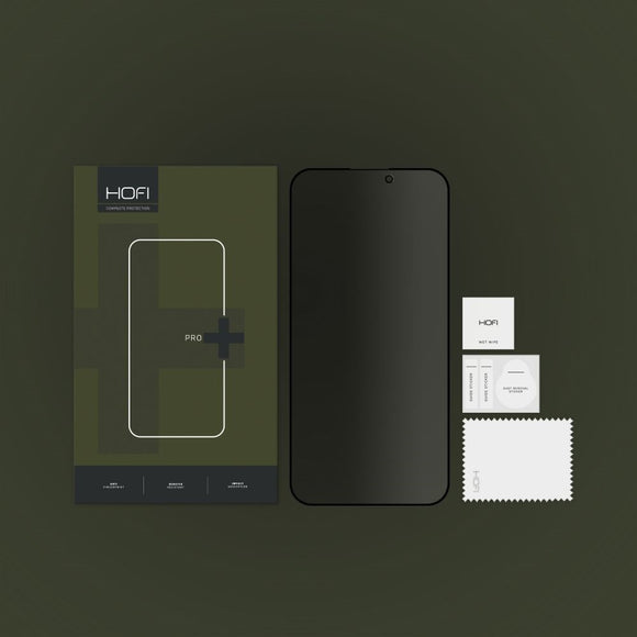 iPhone 14 Pro Max Hofi Glass Pro+ Skærmbeskyttelse m. Privacy Funktion - Case Friendly - Gennemsigtig