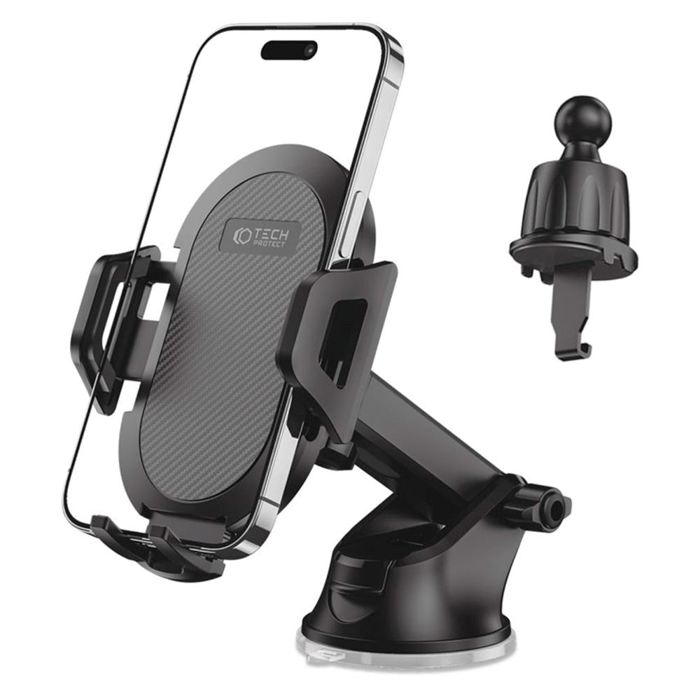 Tech-Protect V5 Universal Mobilholder til Bil - Instrumentbræt & Ventilationsanlæg - Mobil: 50 - 90mm - Sort