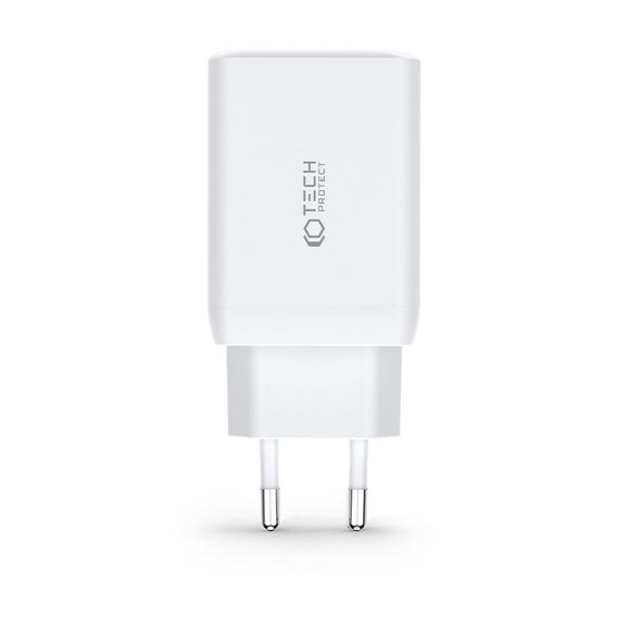 Tech-Protect PD 65W Vægoplader m. 2 x USB-C & 1 x USB-A - Hvid