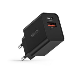 Tech-Protect 30W Vægoplader m. 1 x USB-C PD & 1 x USB-A QC - Sort