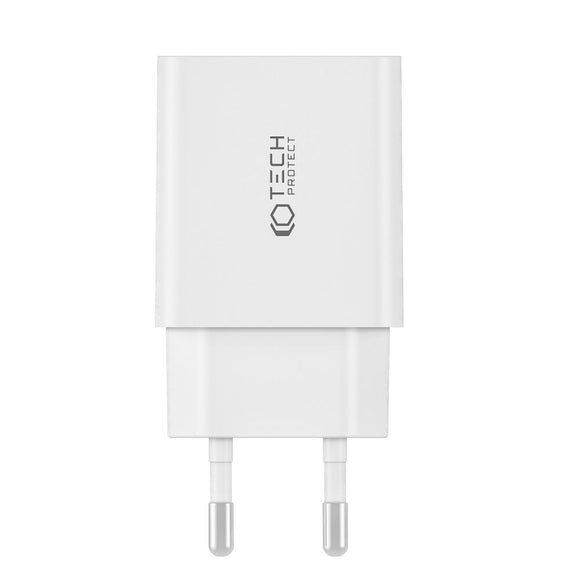 Tech-Protect 30W Vægoplader m. 1 x USB-C PD & 1 x USB-A QC - Hvid