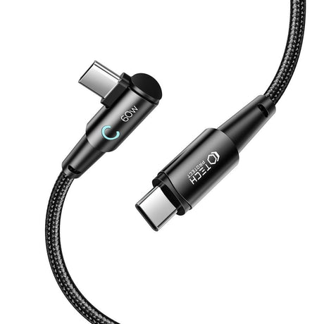 Tech-Protect Ultraboost PD 60W/6A Vinklet USB-C til USB-C Kabel 1m - Sort
