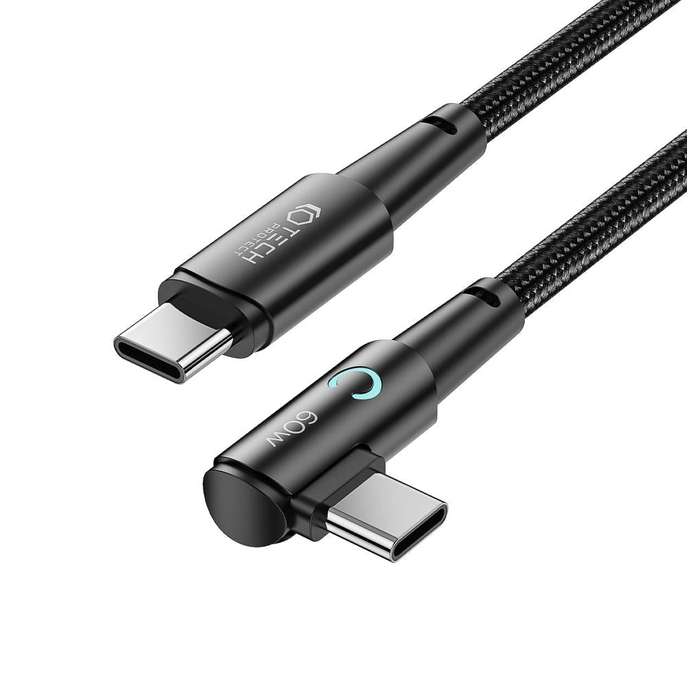 Tech-Protect Ultraboost PD 60W/6A Vinklet USB-C til USB-C Kabel 1m - Sort