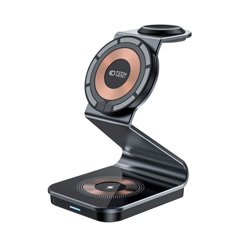 Tech-Protect QI15W-A29 3-in-1 Magnetisk Trådløs Oplader - Sort
