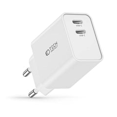 Tech-Protect PD 35W Vægoplader m. 2 x USB-C - Hvid