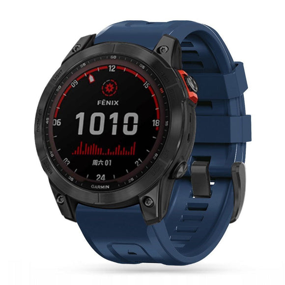 Universal Garmin 22mm QuickFit Tech-Protect Iconband Line Silikone Rem - Navy Blå