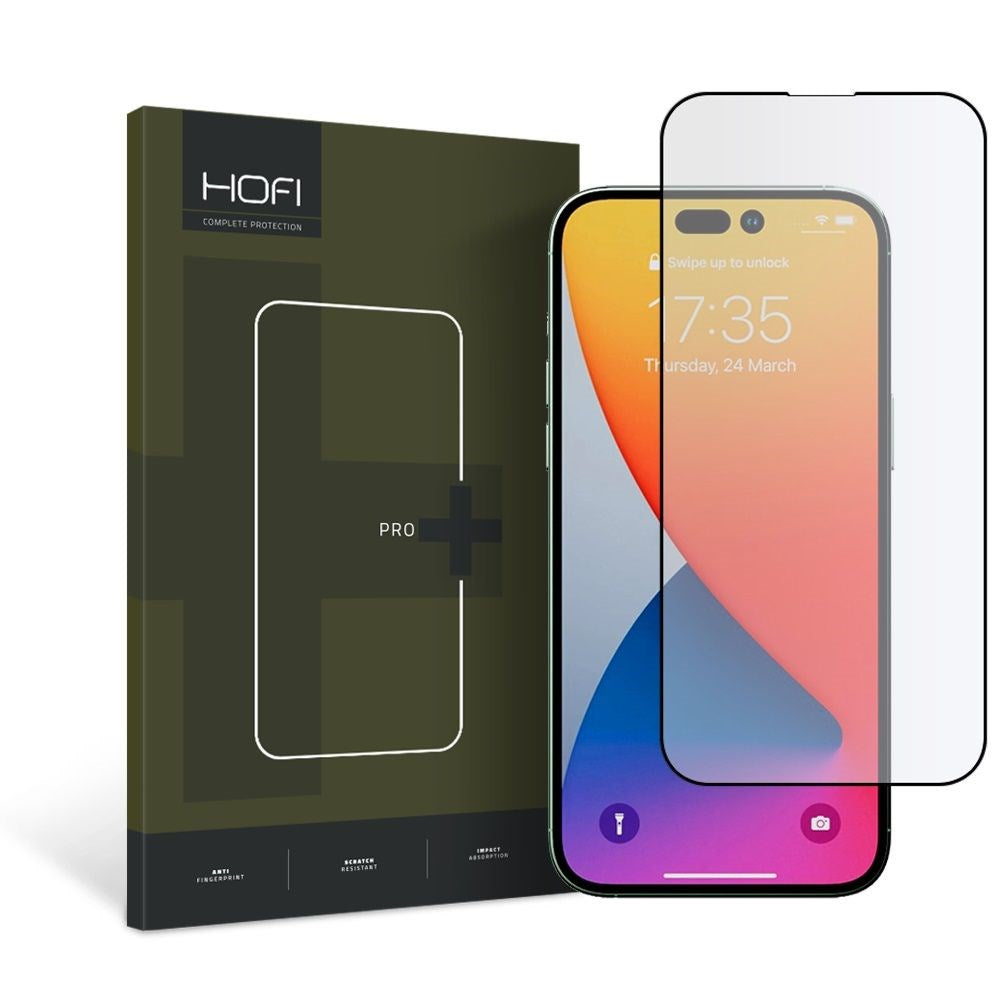 iPhone 14 Pro Max Hofi Glass Pro+ Hærdet Glas Skærmbeskyttelse - Case Friendly - Sort Kant