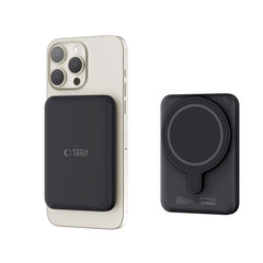 Tech-Protect LifeMag Trådløs & Magnetisk Powerbank 5000 mAh - MagSafe Kompatibel - Sort