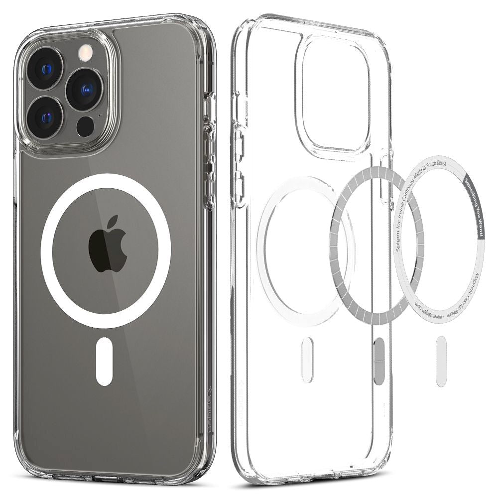 iPhone 13 Pro Spigen Ultra Hybrid Cover - MagSafe Kompatibel - Gennemsigtig / Hvid