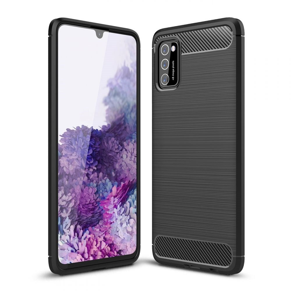 Samsung Galaxy A03s Tech-Protect Fleksibelt Plastik Carbon Cover - Sort