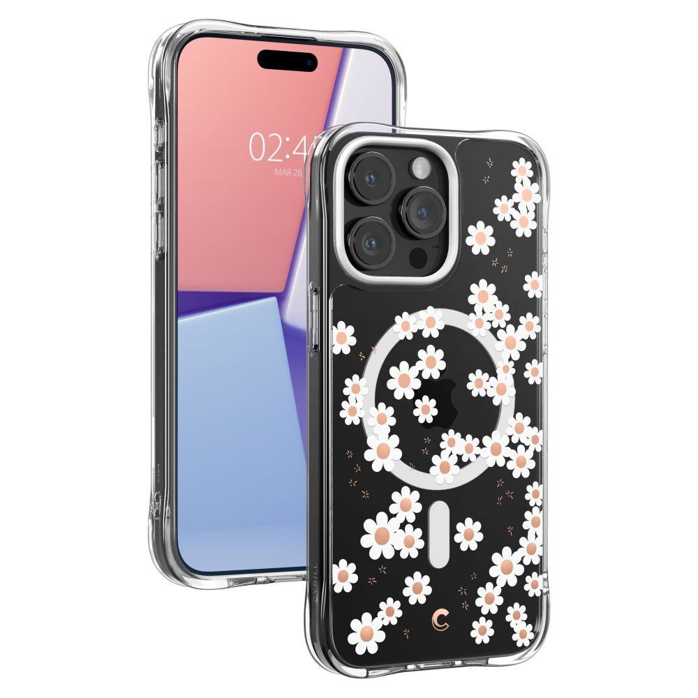 iPhone 15 Pro Max Cyrill Cecile Plastik Cover m. Strop - MagSafe Kompatibel - White Daisy