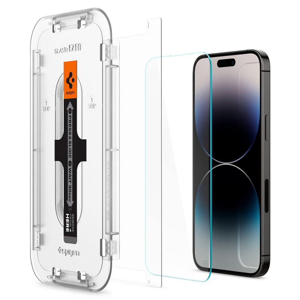 iPhone 14 Pro Spigen EZ Fit Glas.tR Skærmbeskyttelse - 2 stk. - Case Friendly - Gennemsigtig
