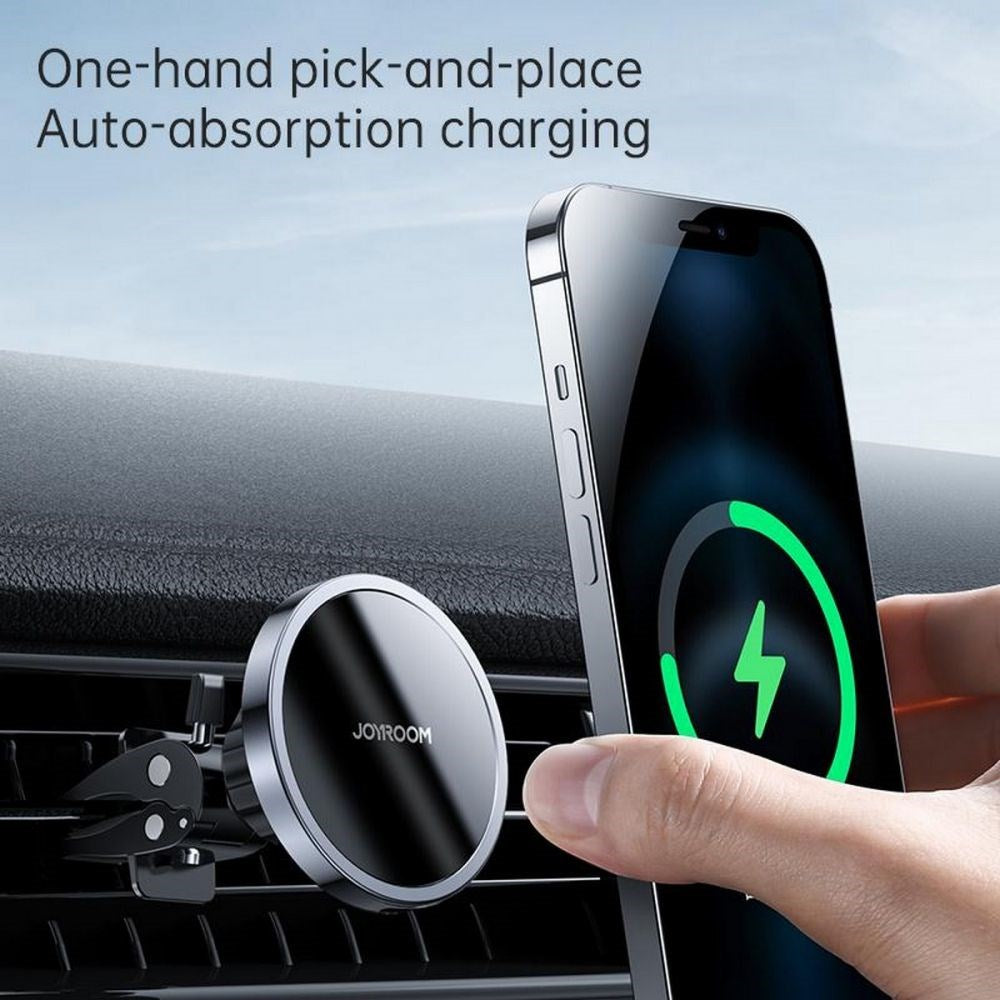 Joyroom Magnetic Wireless Bilholder m. Trådløs Oplader- MagSafe Kompatibel - Sort