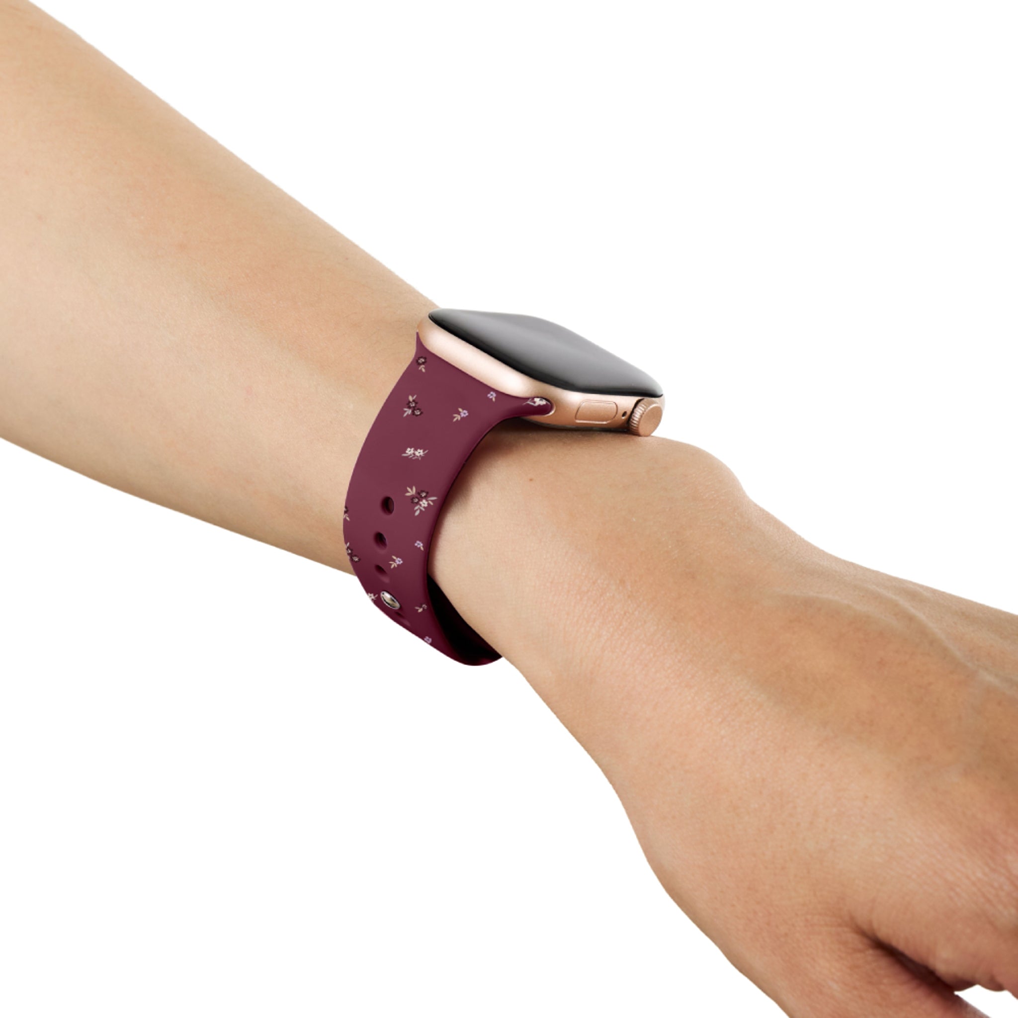 Apple Watch (38/40/SE/41/42mm) iDeal of Sweden Silikone Urrem - Str. S/M - Fine Wine Bloom