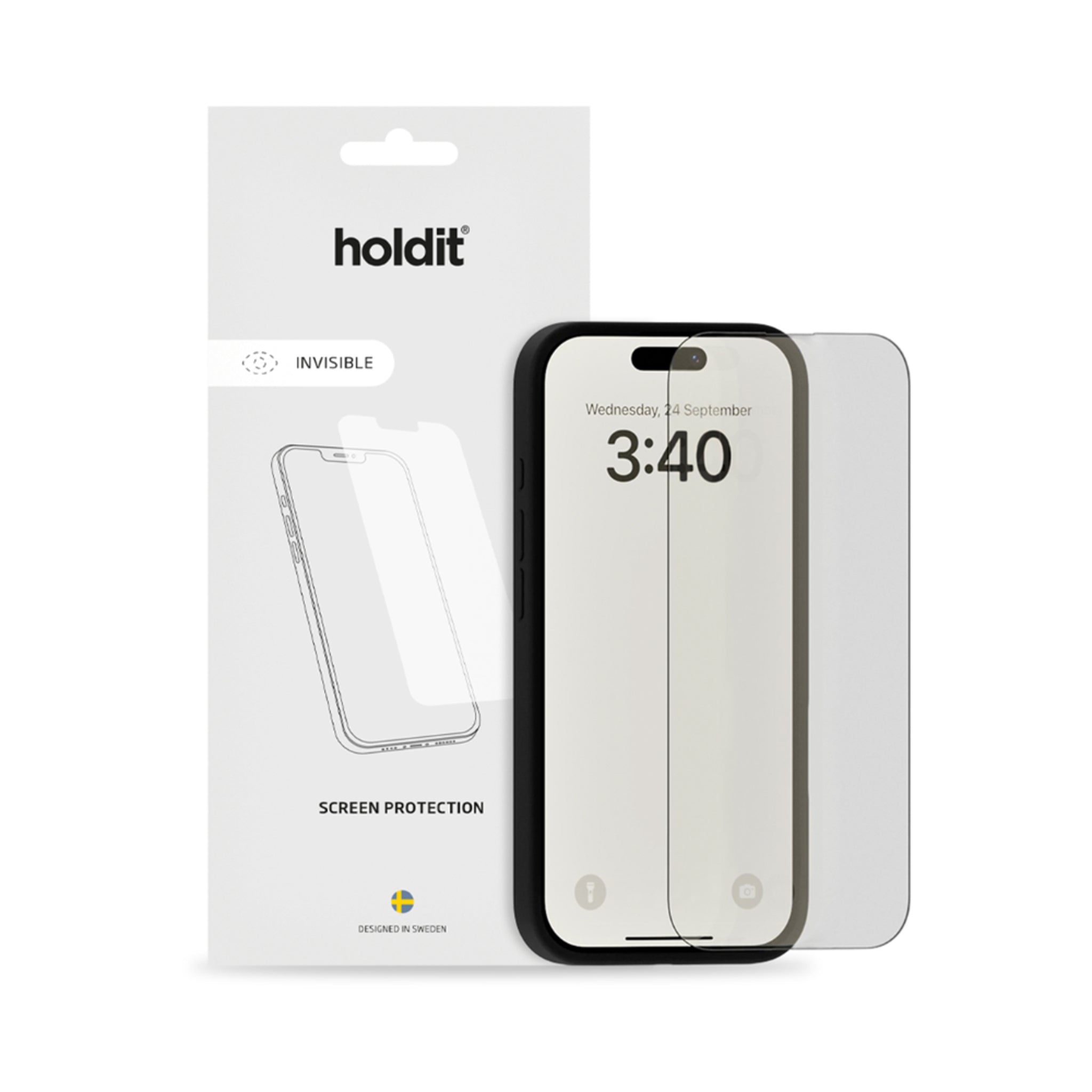 iPhone 16 / 15 / 15 Pro / 14 Pro Holdit Hærdet Glas Skærmbeskyttelse 2.5D - Case Friendly - Gennemsigtig
