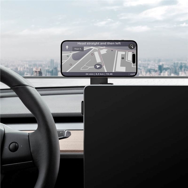 Spigen OneTap 3 Justerbar Mobilholder til Tesla Touch Skærm - MagSafe Komaptibel - Sort