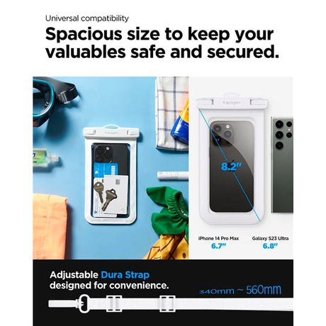 Spigen A610 Universal Vandtæt Flydende Etui - 2 Pack - Hvid / Gennemsigtig (Maks. Mobil Str.: 170 x 90mm)