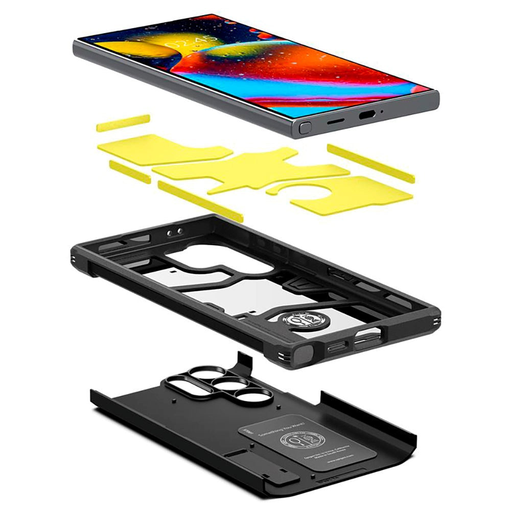 Samsung Galaxy S24 Ultra Spigen Tough Armor Cover m. Kickstand - Sort