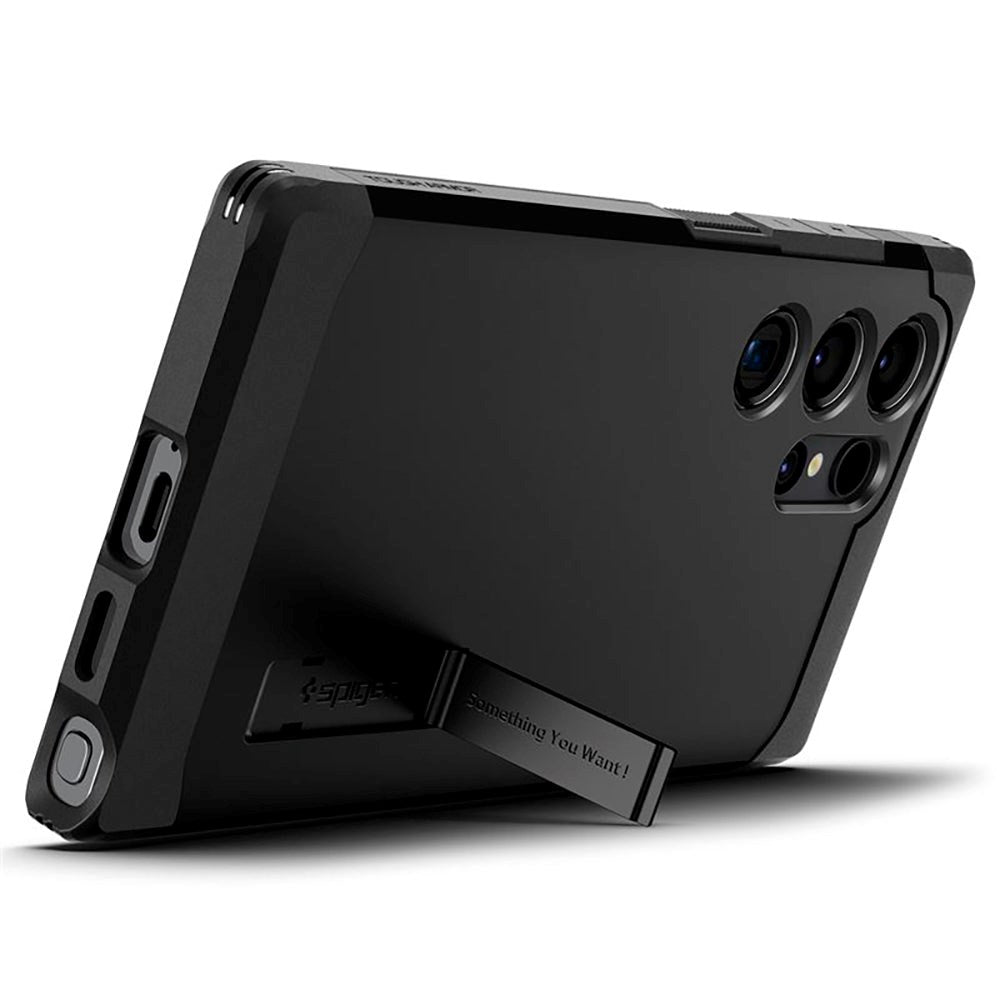 Samsung Galaxy S24 Ultra Spigen Tough Armor Cover m. Kickstand - Sort