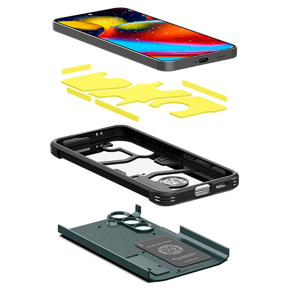 Samsung Galaxy S24 Spigen Tough Armor Cover m. Kickstand - Mørkegrøn