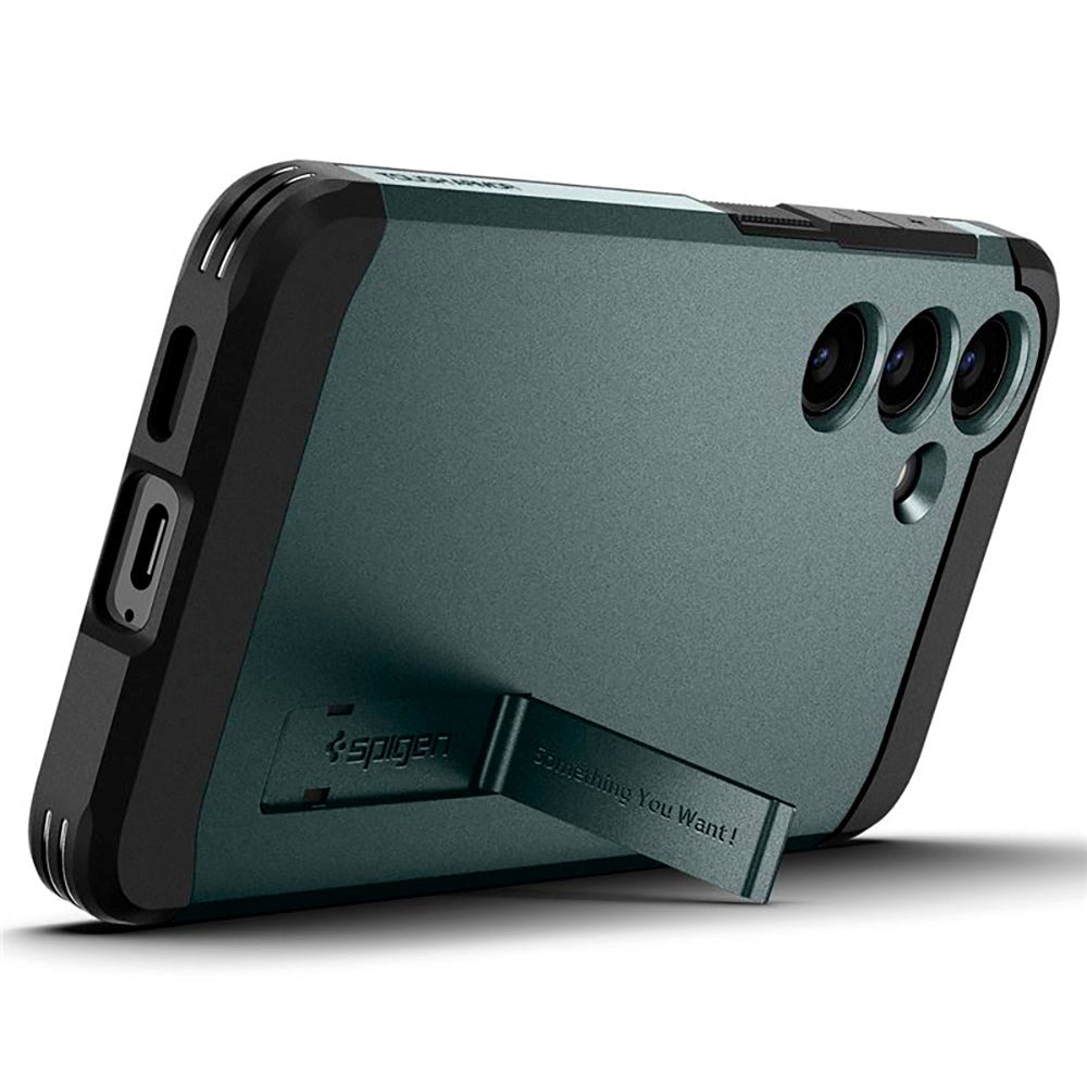 Samsung Galaxy S24 Spigen Tough Armor Cover m. Kickstand - Mørkegrøn