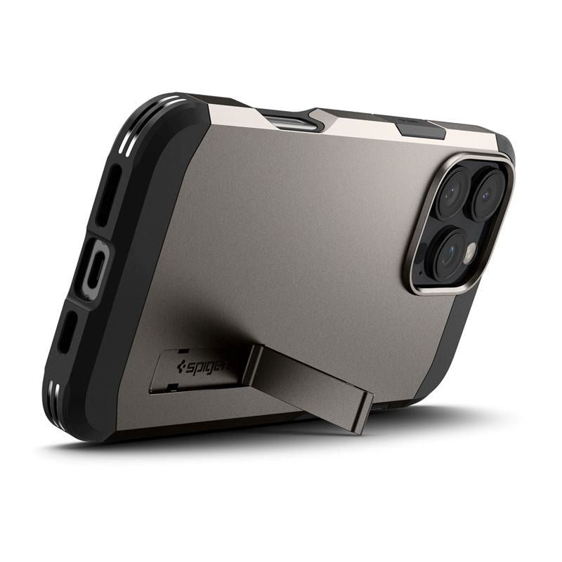 iPhone 16 Pro Spigen Tough Armor Cover m. Kickstand - MagSafe Kompatibel - Gunmetal