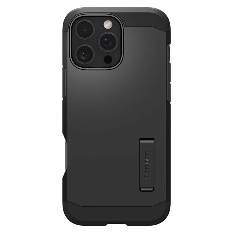 iPhone 16 Pro Spigen Tough Armor Cover m. Kickstand - MagSafe Kompatibel - Sort