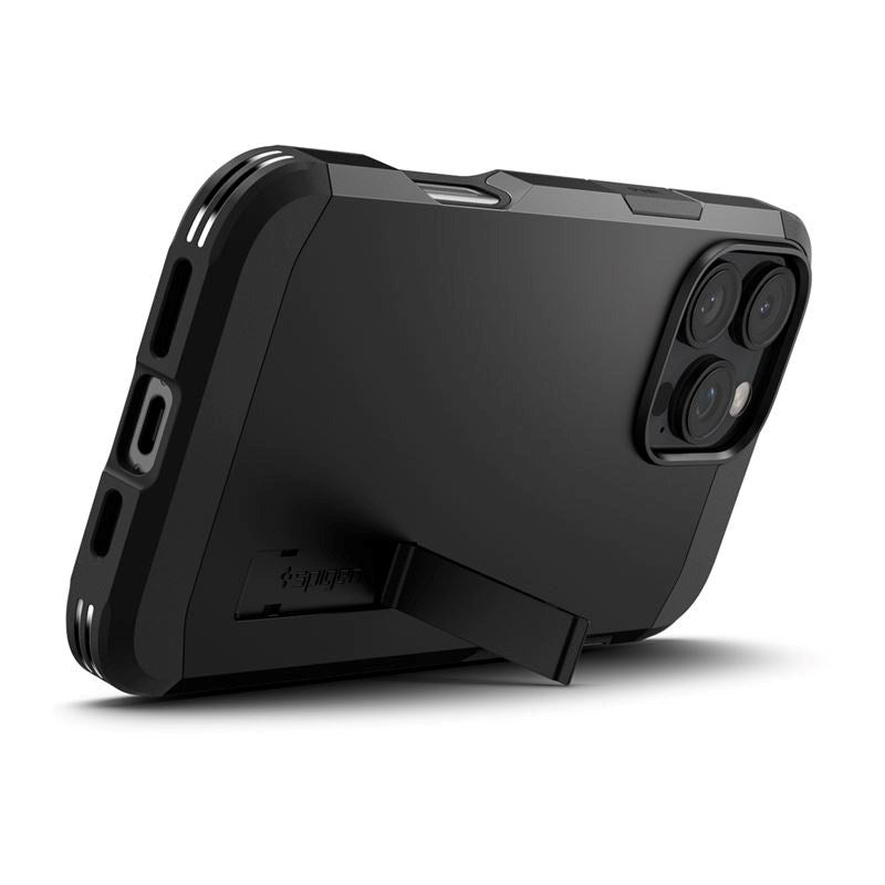 iPhone 16 Pro Spigen Tough Armor Cover m. Kickstand - MagSafe Kompatibel - Sort