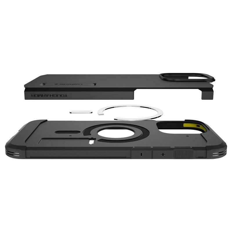 iPhone 16 Pro Spigen Tough Armor Cover m. Kickstand - MagSafe Kompatibel - Sort