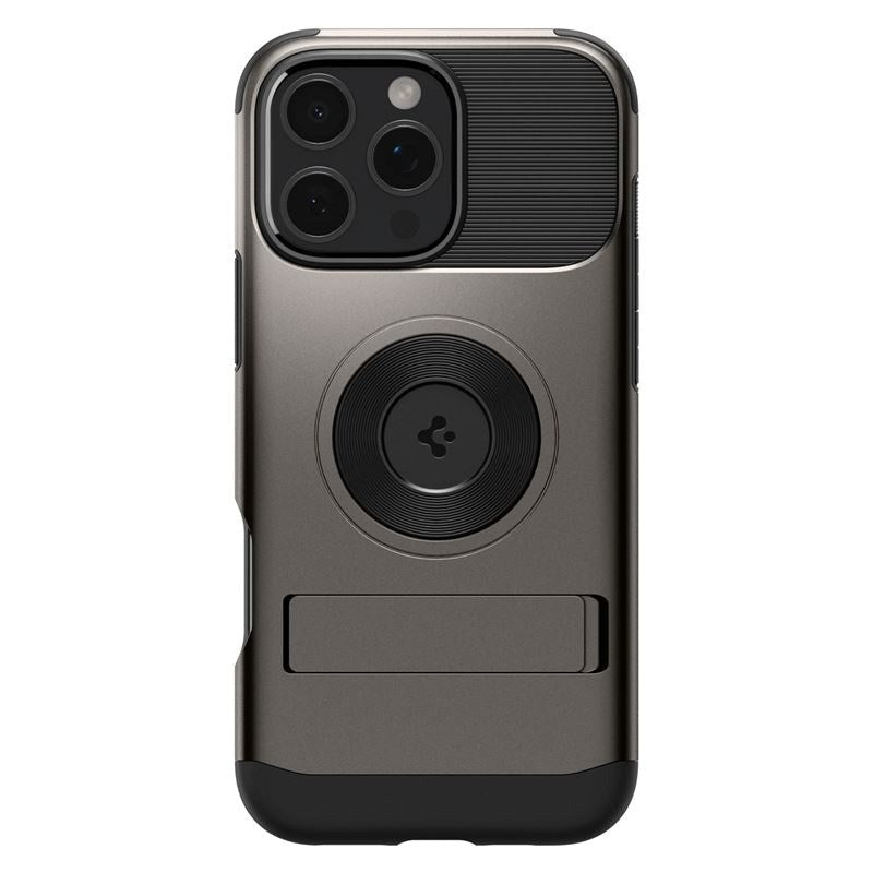 iPhone 16 Pro Spigen Slim Armor Cover m. Kickstand - MagSafe Kompatibel - Gunmetal