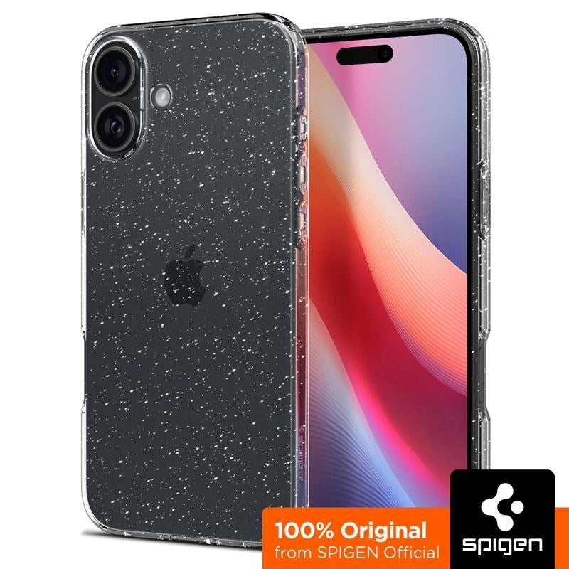 iPhone 16 Spigen Liquid Crystal Glitter Cover - Gennemsigtig