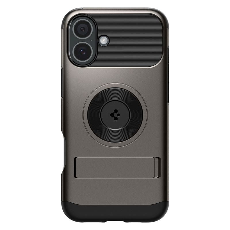 iPhone 16 Spigen Slim Armor Cover m. Kickstand - MagSafe Kompatibel - Gunmetal