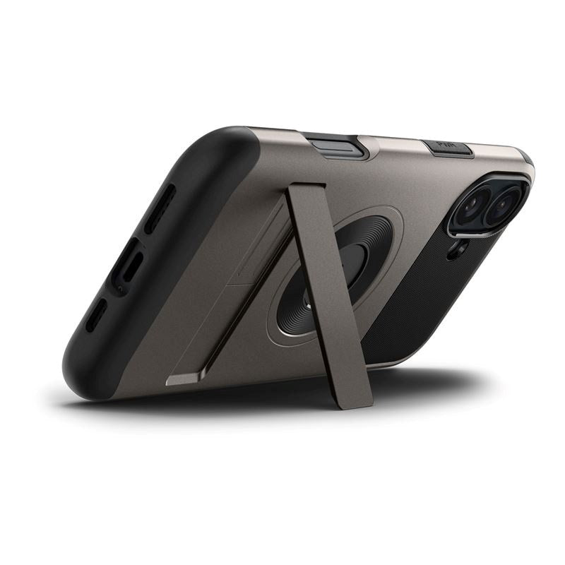 iPhone 16 Spigen Slim Armor Cover m. Kickstand - MagSafe Kompatibel - Gunmetal