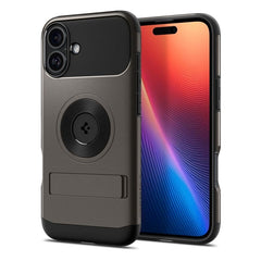iPhone 16 Spigen Slim Armor Cover m. Kickstand - MagSafe Kompatibel - Gunmetal