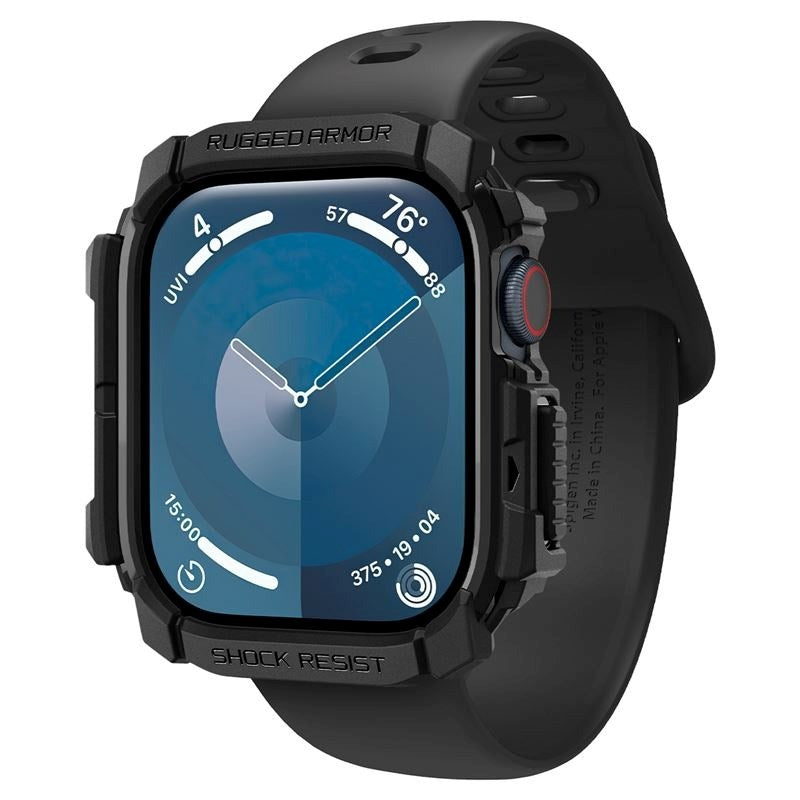 Apple Watch 11 / 10 (42mm) Spigen Rugged Armor Cover - Fleksibelt Plastik - Sort