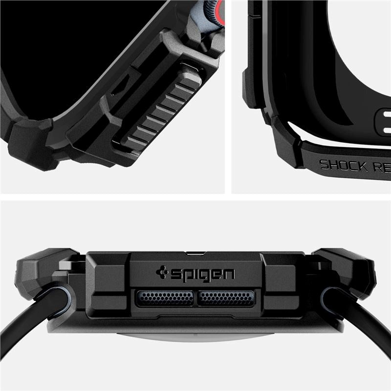 Apple Watch 11 / 10 (42mm) Spigen Rugged Armor Cover - Fleksibelt Plastik - Sort