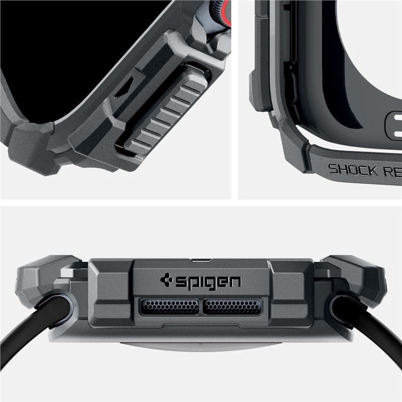 Apple Watch 11 / 10 (46mm) Spigen Rugged Armor Cover - Fleksibelt Plastik - Mørkegrå