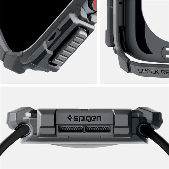 Apple Watch 11 / 10 (46mm) Spigen Rugged Armor Cover - Fleksibelt Plastik - Mørkegrå