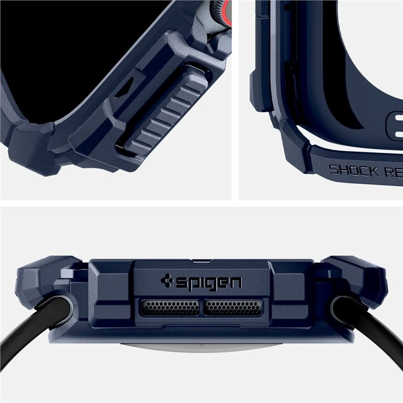 Apple Watch 11 / 10 (46mm) Spigen Rugged Armor Cover - Fleksibelt Plastik - Blå