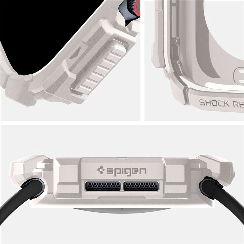 Apple Watch 11 / 10 (46mm) Spigen Rugged Armor Cover - Fleksibelt Plastik - Beige