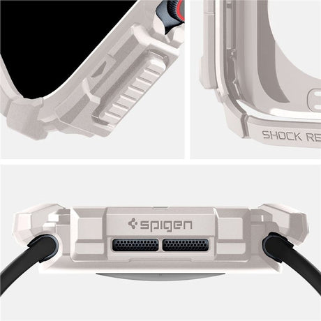 Apple Watch 11 / 10 (46mm) Spigen Rugged Armor Cover - Fleksibelt Plastik - Beige