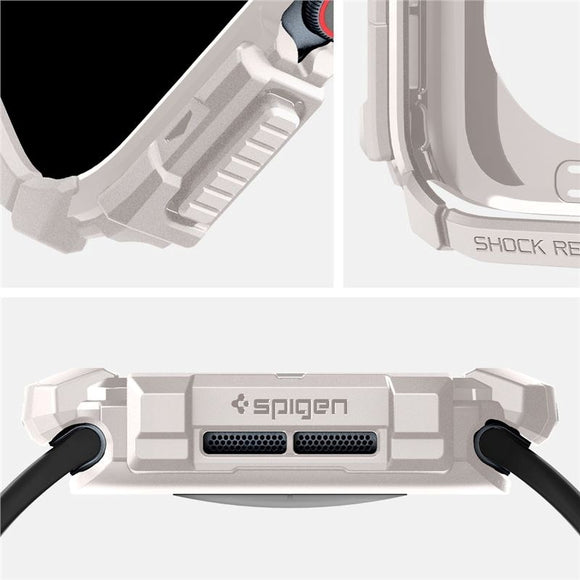 Apple Watch 11 / 10 (46mm) Spigen Rugged Armor Cover - Fleksibelt Plastik - Beige